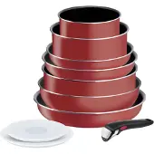 Tefal Ingenio Batterie de cuisine Easy Cook & Clean 10 pièces - Rouge L1529402