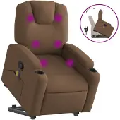 vidaXL Fauteuil de massage avec releveur Marron Tissu