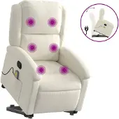 vidaXL Fauteuil de massage avec releveur Crème Velours
