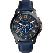 Fossil Montre à affichage analogique 'GRANT, FS4835' bleu marine / or rose / graphite