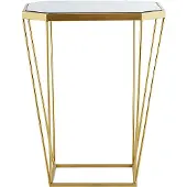 Beliani Set de 2 tables d'appoint miroirs / or en verre et métal hexagonal salon moderne