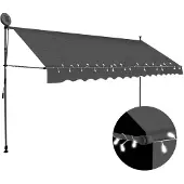 vidaXL Store rétractable manuel avec LED 400 cm Anthracite