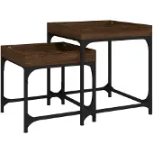 vidaXL Tables d'appoint 2 pcs. Brun imitation chêne Matériau dérivé du bois
