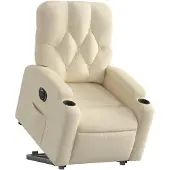 vidaXL Fauteuil relax avec releveur électrique Crème Tissu
