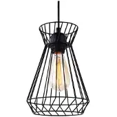 EDM Plafonnier Métallique Noir Design Industriel, Douille E27, Couleur Noire -