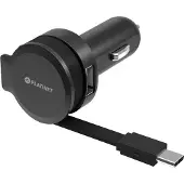 Platinet car charger 1xUSB + USB-C cable (44652), Adaptateur pour véhicule, Noir