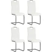 vidaXL Chaise cantilever 4 pcs. Blanc Similicuir