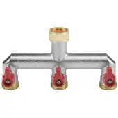 Bradas Manifold pour robinet 3/4" filetage femelle, 3 voies filetage mâle 3/4" avec vannes BR-BR-3134