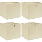 vidaXL Boîtes de rangement 4 pcs. Crème 32x32x32 cm Tissu