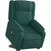 vidaXL Fauteuil de massage avec releveur Vert foncé Tissu