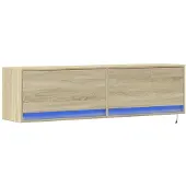 vidaXL Armoire TV murale avec éclairage LED Chêne Sonoma 140x31x38 cm