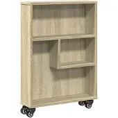 vidaXL Chariot de rangement étroit Chêne Sonoma 48 x 13 x 68 cm Matériau dérivé du bois