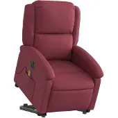 vidaXL Fauteuil de massage électrique avec releveur Tissu rouge vin