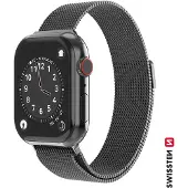 Swissten Mesh band for apple watch 38-40 mm black (38 mm, 40 mm, Acier inoxydable), Sangles de montre, Noir