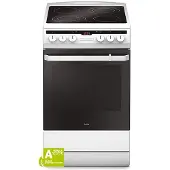 Amica SHC 5874 W, Cuisinière autoportante, Noir, Blanc, Boutons, Rotatif, Façade supérieure, LCD, Céramique