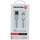 Swissten Câble de données textile usb / Lightning mfi 1,2 m argenté