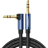 UGREEN câble audio AUX angle minijack 3.5 mm 2m bleu (AV112) (2 m, Câble AUX)