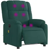 vidaXL Fauteuil de massage électrique Vert foncé Tissu