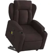 vidaXL Fauteuil de massage avec releveur Tissu marron foncé