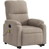 vidaXL Fauteuil de massage avec releveur Taupe Tissu microfibre