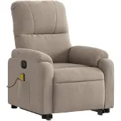 vidaXL Fauteuil de massage Releveur électrique Taupe Tissu microfibre