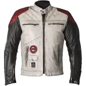 Helstons Tracker Rag Leather Blanc Noir Rouge Blouson Taille L
