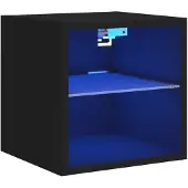 vidaXL Armoire TV murale avec lampes LED Noir 30x28,5x30 cm