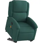 vidaXL Fauteuil de massage avec releveur Vert foncé Tissu