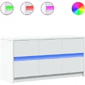 vidaXL Armoire TV avec éclairage LED Blanc 100x34x50 cm Bois composite