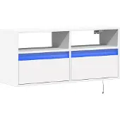 vidaXL Armoire TV murale avec éclairage LED blanc 100x31x45 cm