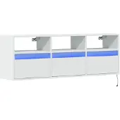 vidaXL Armoire TV murale avec éclairage LED blanc 130x31x45 cm
