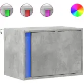 vidaXL Table de chevet murale avec lumières LED gris béton
