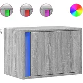 vidaXL Table de chevet murale avec lumières LED sonoma gris