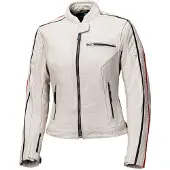 Held Veste de moto en cuir pour femme Brixham, blanc/rouge/noir, taille 38
