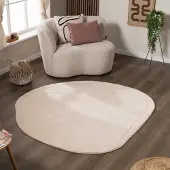 FRAAI Tapis organique | Halo Stone Beige | Ø 80cm | Beige | Forme libre | Tapis