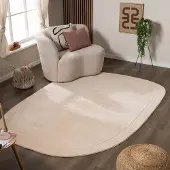 FRAAI Tapis organique | Halo Pebble Beige | 80x150cm | Beige | Forme libre | Tapis