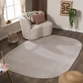FRAAI Tapis organique | Halo Pebble Gris | 80x150cm | Gris | Forme libre | Tapis