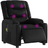 vidaXL Fauteuil de massage électrique noir similicuir
