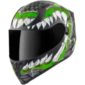 Bogotto V128 Naga Mat Noir Vert Casque Intégral Taille XL
