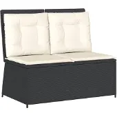 vidaXL Banc de jardin Réglable avec coussins Noir Poly Rattan