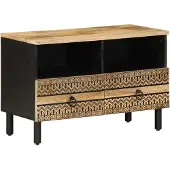 vidaXL Armoire TV noire 70x33,5x46 cm Bois de manguier rugueux
