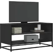 vidaXL Armoire TV noire 91x40x46 cm Bois composite et métal