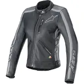 Alpinestars Blouson en cuir Stella Dyno pour femme, noir/gris, S
