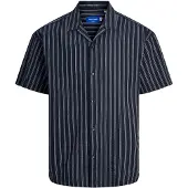 Jack & Jones Chemise 'JOREaster Palma' bleu nuit / blanc cassé