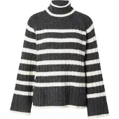 JDY Pull-over 'JDYMiley' gris foncé / blanc