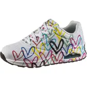 SKECHERS Baskets basses 'UNO-SPREAD THE LOVE' turquoise / rose / noir / blanc