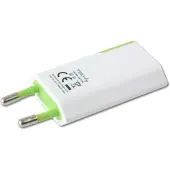 Techly Slim USB 230V-5V,1A Blanc-Vert chargeur secteur