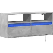 vidaXL Armoire TV murale avec éclairage LED gris béton 100x31x45 cm