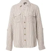 Vero Moda Chemisier 'Bumpy' noisette / blanc