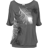 LASCANA T-shirt gris foncé / noir / blanc